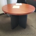 42" Cherry Wood Round Table with Grey Cutout Cross Base